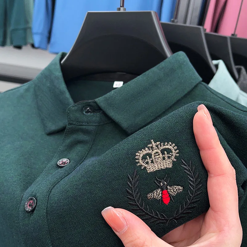 Высококачественная роскошная мужская рубашка-поло с отложным воротником, футболка с вышивкой и длинными рукавами, Классическая деловая модная Изысканная Мужская одежда, Топ
Высококачественная роскошная мужская рубашка-поло с отложным воротником, футболка с вышивкой и длинными рукавами, Классическая деловая модная Изысканная Мужская одежда, Топ