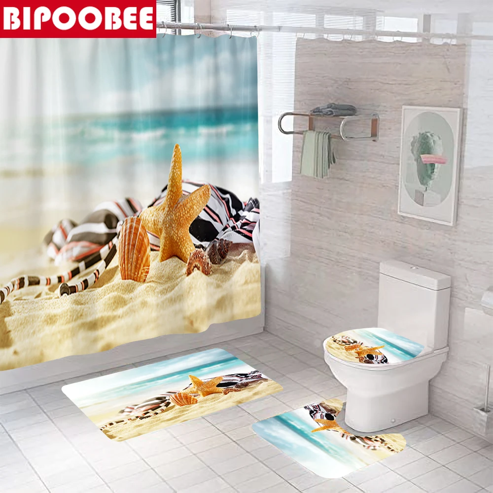 Summer Beach 3D Shower Curtain Ocean Coastal Landscape Bathroom Curtains Set Bath Mats Rugs Non-slip Carpet Toilet Cover Lid
Summer Beach 3D Shower Curtain Ocean Coastal Landscape Bathroom Curtains Set Bath Mats Rugs Non-slip Carpet Toilet Cover Lid