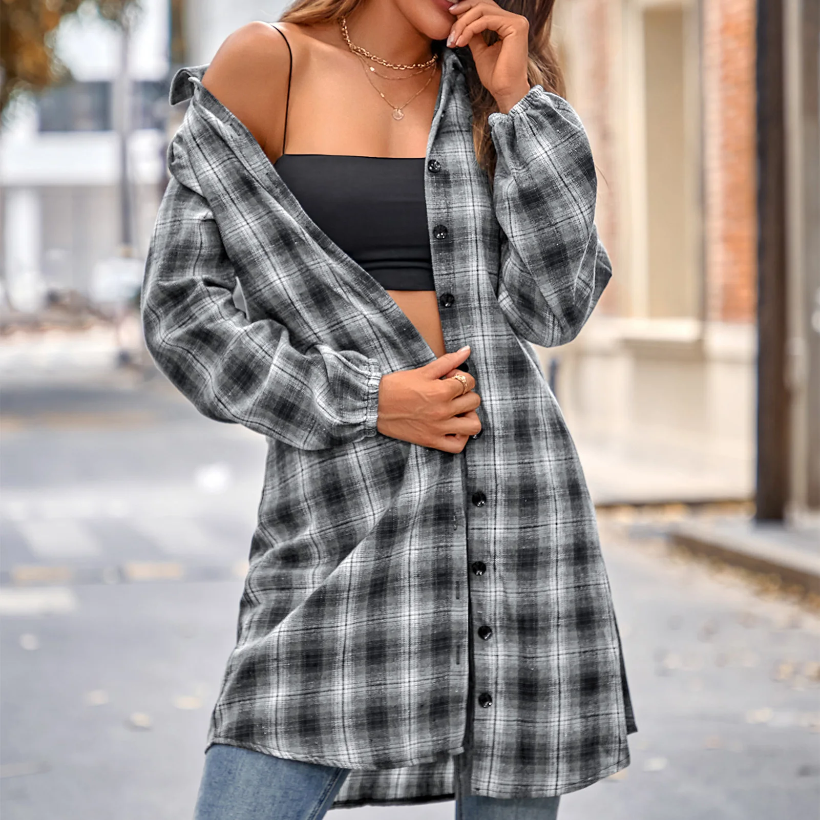 Женское пальто в клетку, в стиле Харадзюку, на пуговицах, простой стиль, стильная повседневная удобная женская верхняя одежда на осень и зиму
Женское пальто в клетку, в стиле Харадзюку, на пуговицах, простой стиль, стильная повседневная удобная женская верхняя одежда на осень и зиму