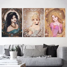 Wall Art Disney Princess Home Decor Snow White Canvas Jasmine Printed Painting Ariel Poster Living Room Mulan Pictures No Frame