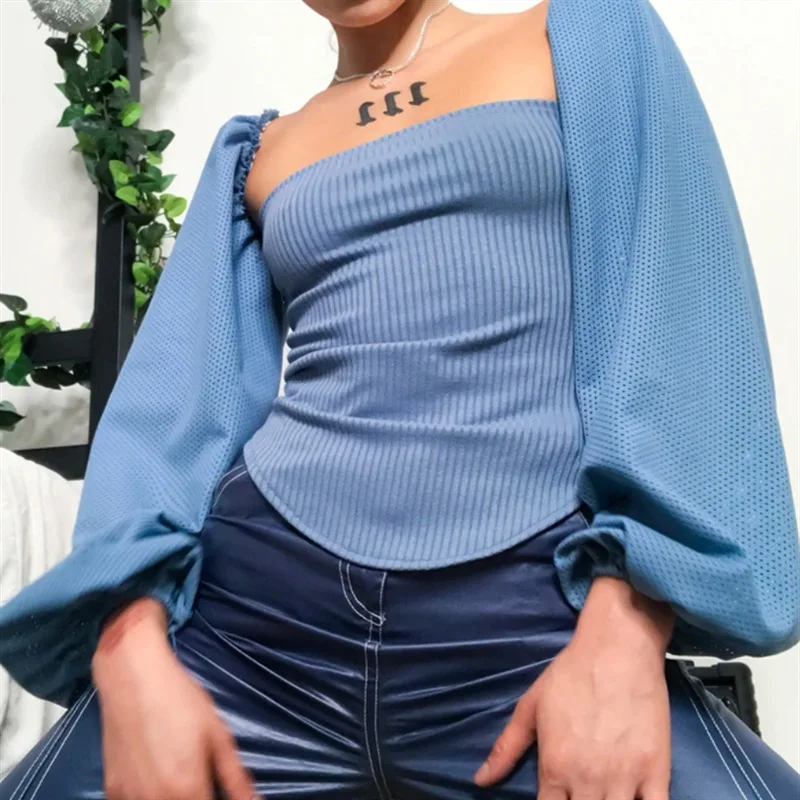 Autumn women's 2022 one-shoulder tube top halter hollow stitching loose chiffon lantern sleeves two-piece suit Slim T-shirt top
Autumn women's 2022 one-shoulder tube top halter hollow stitching loose chiffon lantern sleeves two-piece suit Slim T-shirt top