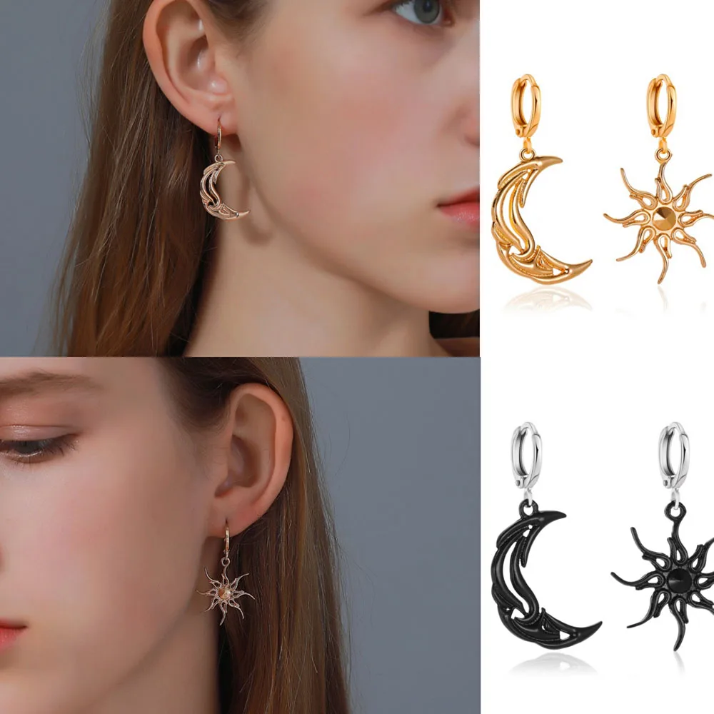 Simple Sun Moon Asymmetric Earrings for Women Gold Color Black Short Drop Earrings Party Fashion Trend Jewelry 2020 New
Simple Sun Moon Asymmetric Earrings for Women Gold Color Black Short Drop Earrings Party Fashion Trend Jewelry 2020 New