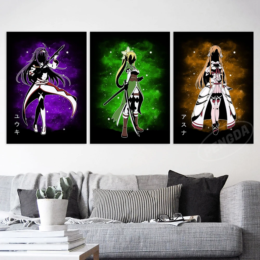 Home Decor Canvas Wall Sword Art Online Painting Konno Yuuki Pictures Kirigaya Suguha Printed Asada Shino Poster For Living Room
Home Decor Canvas Wall Sword Art Online Painting Konno Yuuki Pictures Kirigaya Suguha Printed Asada Shino Poster For Living Room
