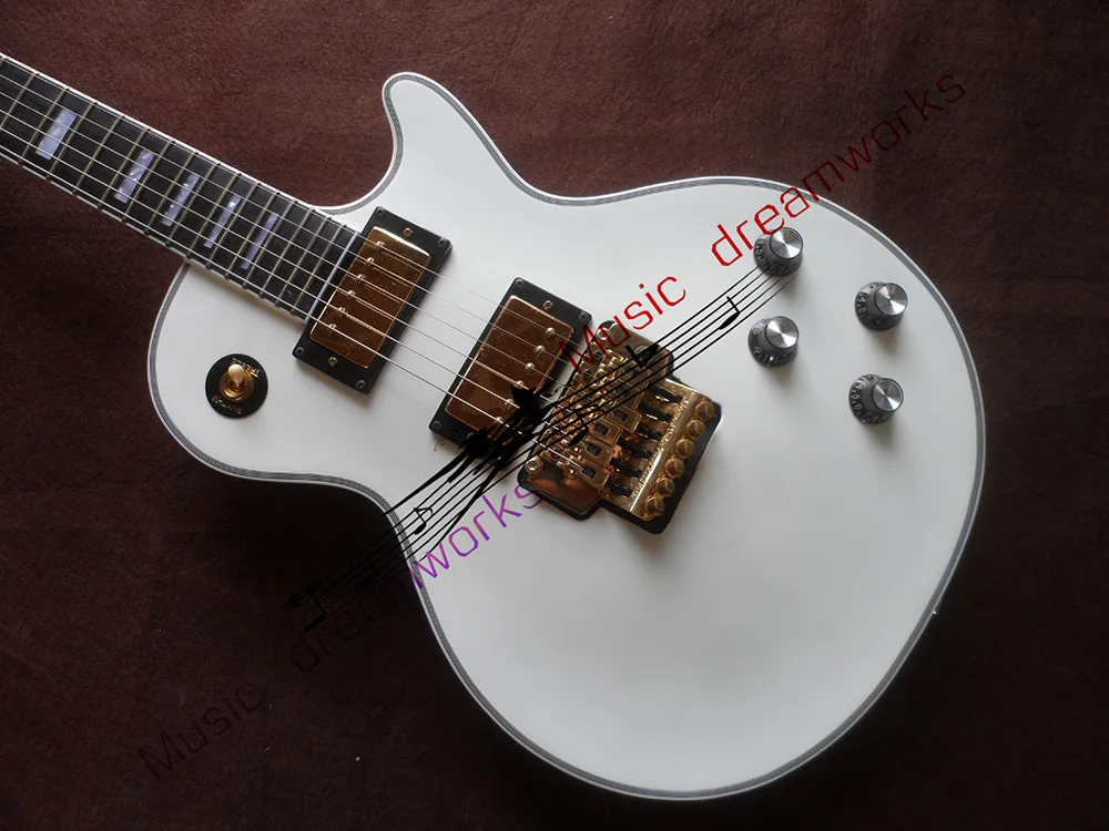 High quality electric guitar OEM, white Floyd Rose tremolo double swing custom guitar
High quality electric guitar OEM, white Floyd Rose tremolo double swing custom guitar