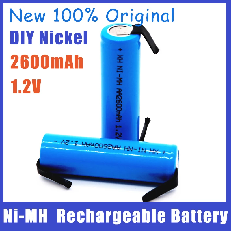 

Перезаряжаемая батарея AA 1,2 в 2600 мАч AA Ni-MH батарея с паяными штифтами для «сделай сам», электрическая бритва, зубная щетка, игрушки, новинка, оригинал