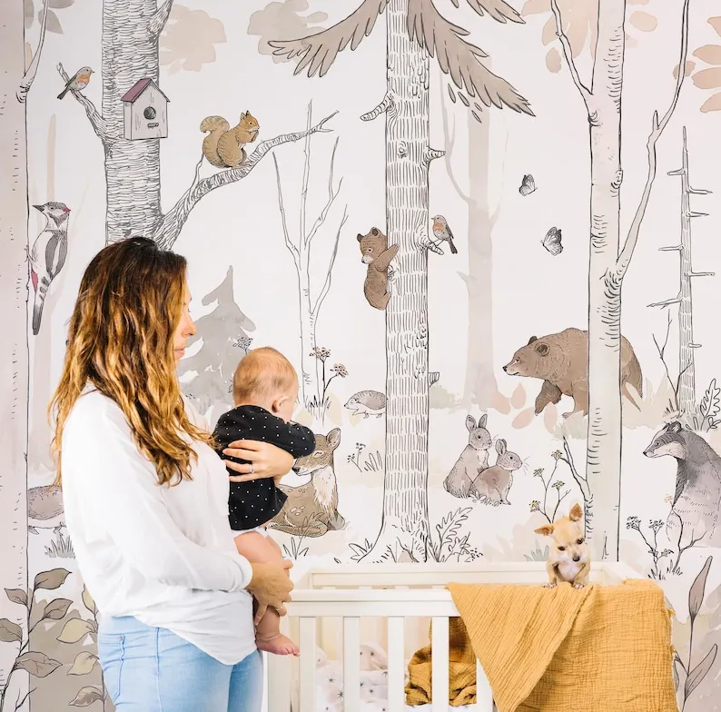 White Forest Animals Wallpaper, Kids Wallpaper Peel and Stick, Nursery Wall Decal, Removable Wallpaper Kids, Nursery Wallpaper,
White Forest Animals Wallpaper, Kids Wallpaper Peel and Stick, Nursery Wall Decal, Removable Wallpaper Kids, Nursery Wallpaper,