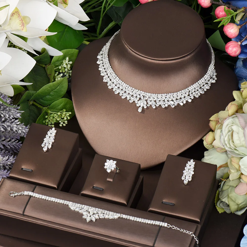 HIBRIDE Classic Leaf Adjustable Chain 4PCS Pendientes Necklace Earring Full Cubic Zirocnia Jewelry Sets For Women Bridal N-115
HIBRIDE Classic Leaf Adjustable Chain 4PCS Pendientes Necklace Earring Full Cubic Zirocnia Jewelry Sets For Women Bridal N-115