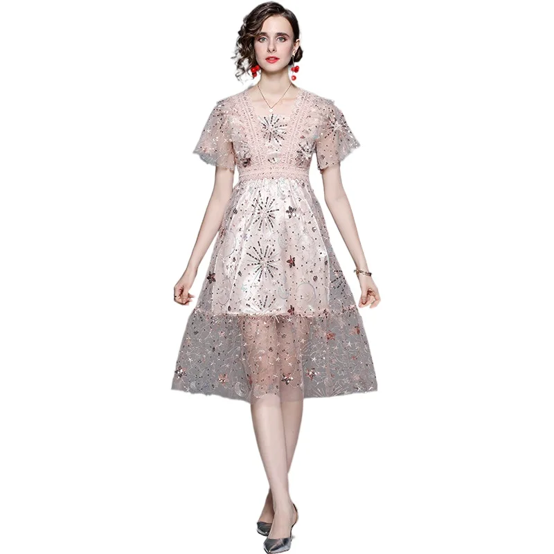 Simgent Sequin Mesh Dress Women 2022 Summer Lace Up Embroidery Patchwork Elegant Dresses Vestidos Female Jurken SG24216
Simgent Sequin Mesh Dress Women 2022 Summer Lace Up Embroidery Patchwork Elegant Dresses Vestidos Female Jurken SG24216