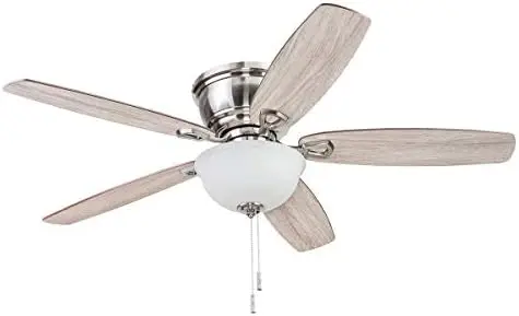 52 Inch Traditional Flush Mount Indoor LED Ceiling Fan with Light, Pull Chain, 5 Dual Finish Blades, Reversible Motor - 51597-01
52 Inch Traditional Flush Mount Indoor LED Ceiling Fan with Light, Pull Chain, 5 Dual Finish Blades, Reversible Motor - 51597-01