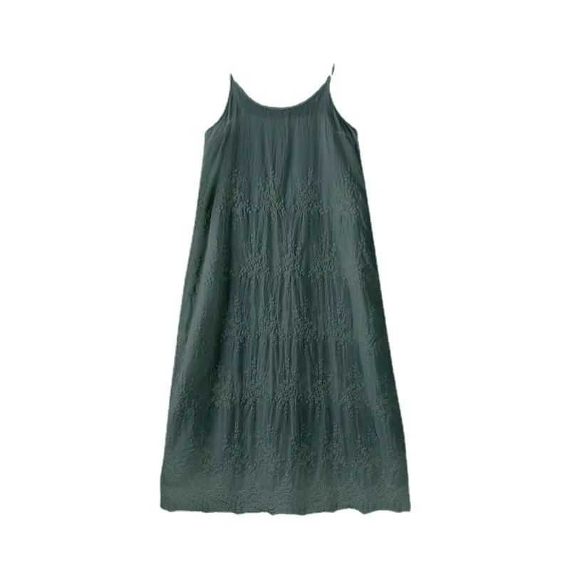 Spring and Summer New Sennv Fresh Sweet Solid Color Dress Embroidered Loose Waist Strap Backed Cotton Hemp Long Dress fashion
Spring and Summer New Sennv Fresh Sweet Solid Color Dress Embroidered Loose Waist Strap Backed Cotton Hemp Long Dress fashion