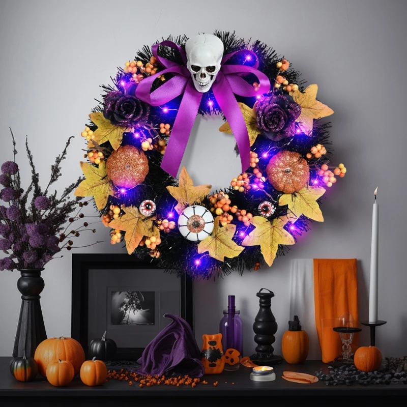 Halloween Wreath Pumpkin Skull Skeleton Bow Door Wall Hanging Garland Scary Ghost Festival Atmosphere Decoration Pendant Props
Halloween Wreath Pumpkin Skull Skeleton Bow Door Wall Hanging Garland Scary Ghost Festival Atmosphere Decoration Pendant Props