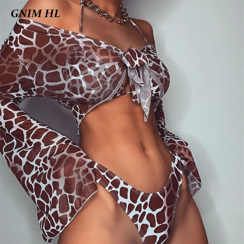 Long Sleeve Mesh Bikini Swimwear Women Three Pieces 2020 Leopard Swimsuit Female Summer Sexy Bathing Suit Brazilian Biquini
Long Sleeve Mesh Bikini Swimwear Women Three Pieces 2020 Leopard Swimsuit Female Summer Sexy Bathing Suit Brazilian Biquini