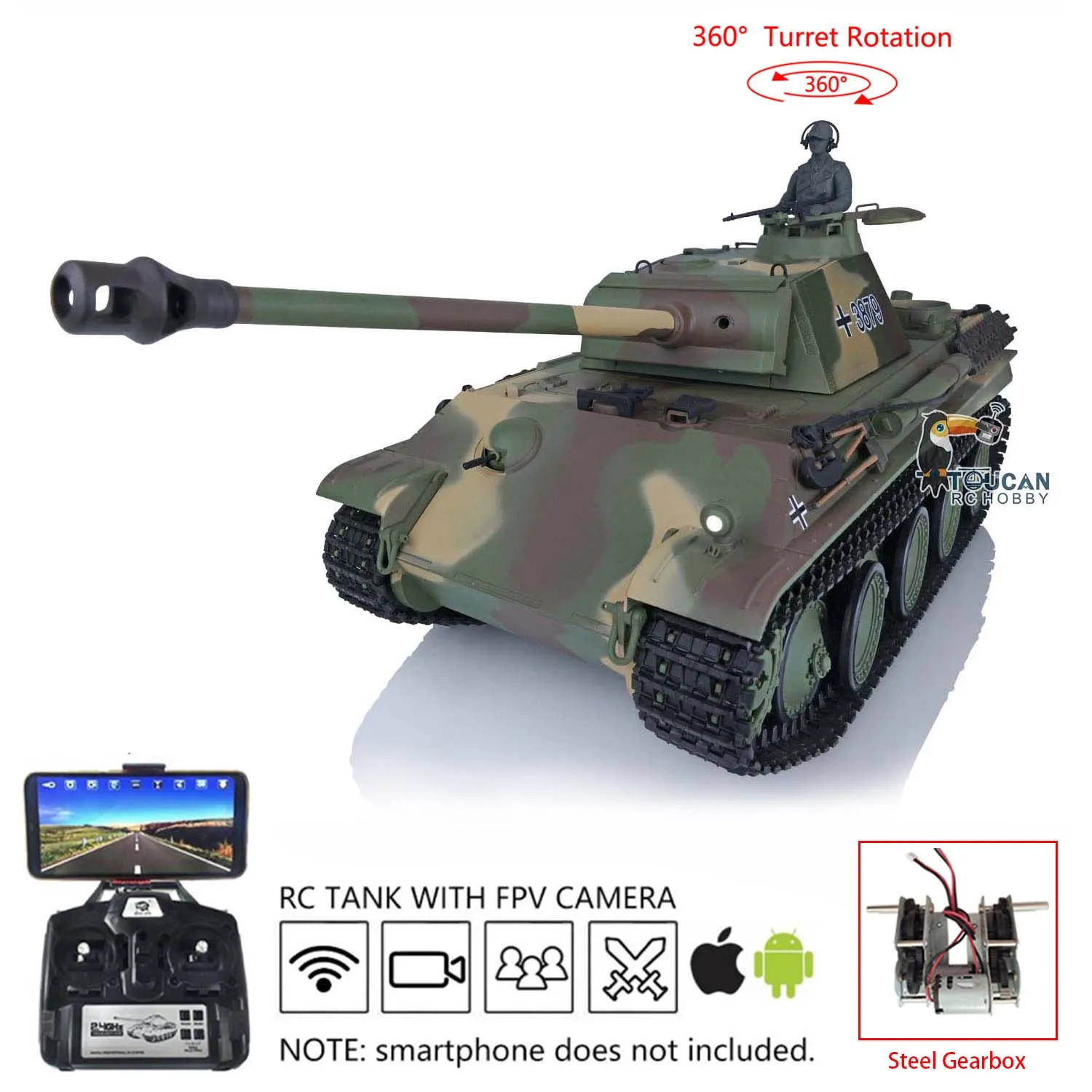 Игрушки для мальчиков Heng Long 1/16 RC Танк 7.0 пластиковая пантера G Toucan 3879 FPV 360 ° вращающаяся стальная Редукторная коробка передач модель дистанционного управления
Игрушки для мальчиков Heng Long 1/16 RC Танк 7.0 пластиковая пантера G Toucan 3879 FPV 360 ° вращающаяся стальная Редукторная коробка передач модель дистанционного управления
