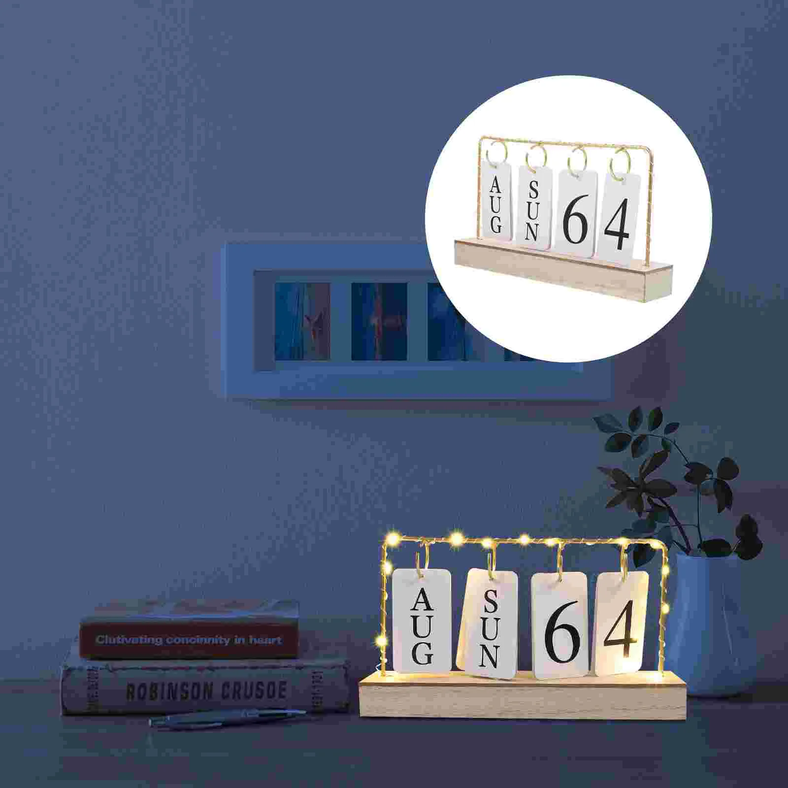 

Calendar Adorable Ornament Desktop Adornment Office Date Reminder Household Decoration Light Lights DIY