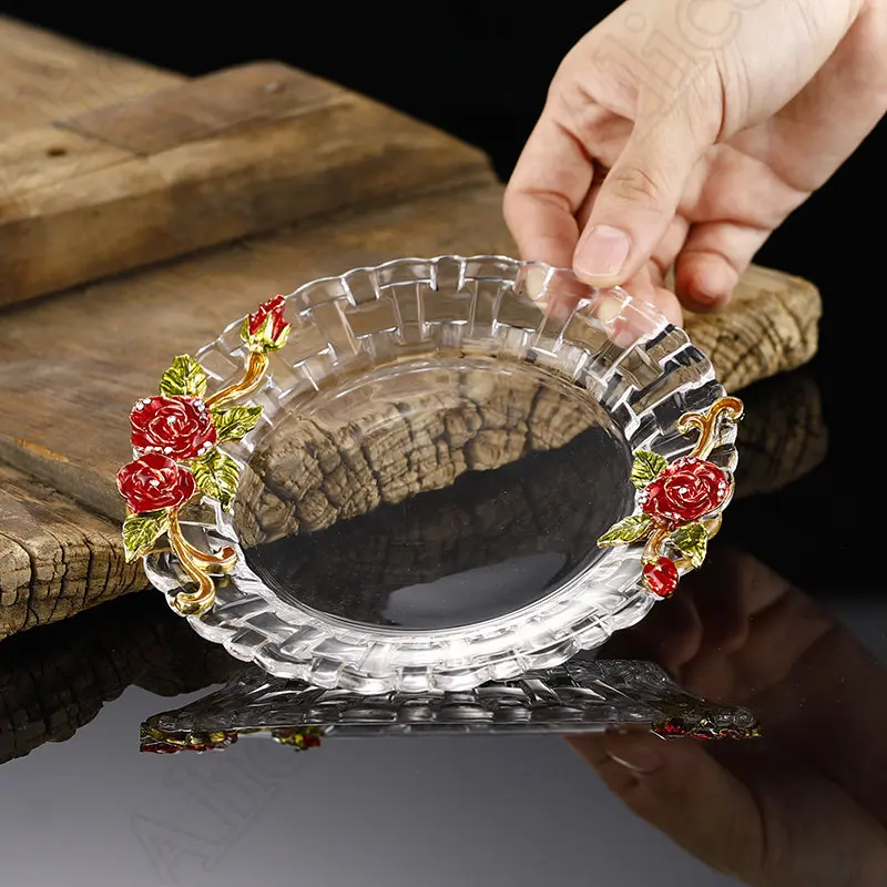 European Enamel Crystal Glass Fruit Dessert Plate Dressing Table Jewelry Storage Trays Decorative Tea Table Desktop Teacup Mat
European Enamel Crystal Glass Fruit Dessert Plate Dressing Table Jewelry Storage Trays Decorative Tea Table Desktop Teacup Mat