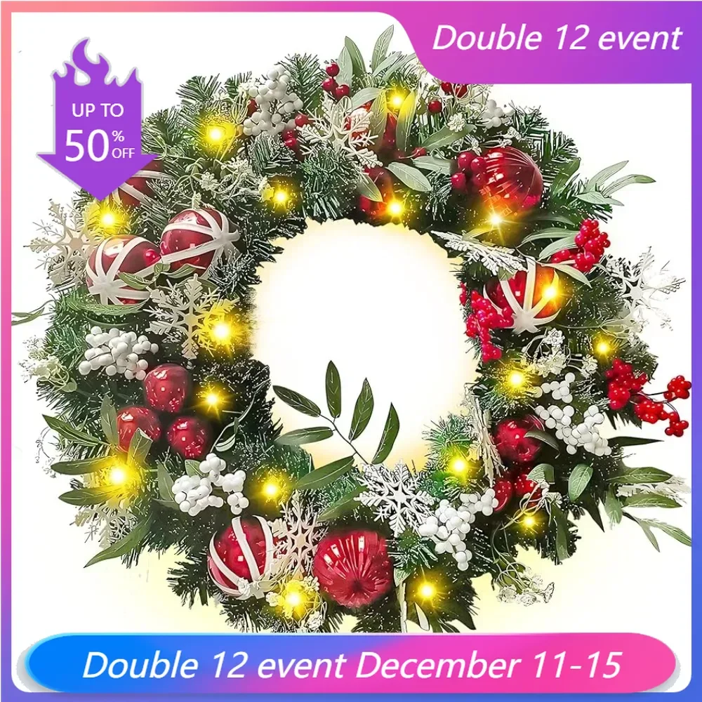 Lighted Christmas Spruce Wreath, Christmas Collection, 24 Inches-Red/White
Lighted Christmas Spruce Wreath, Christmas Collection, 24 Inches-Red/White