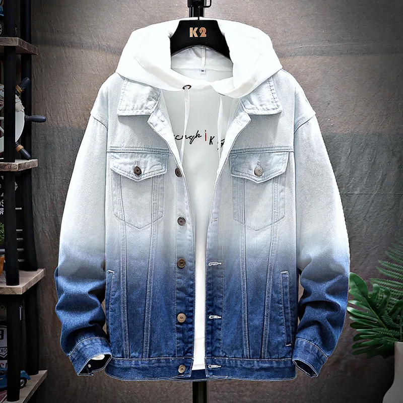 

Men's Jackets Spring 2022new Fashion Men's Clothing Gradient Brand Loose Korean Student Clothes Male Denim Coats Jacket