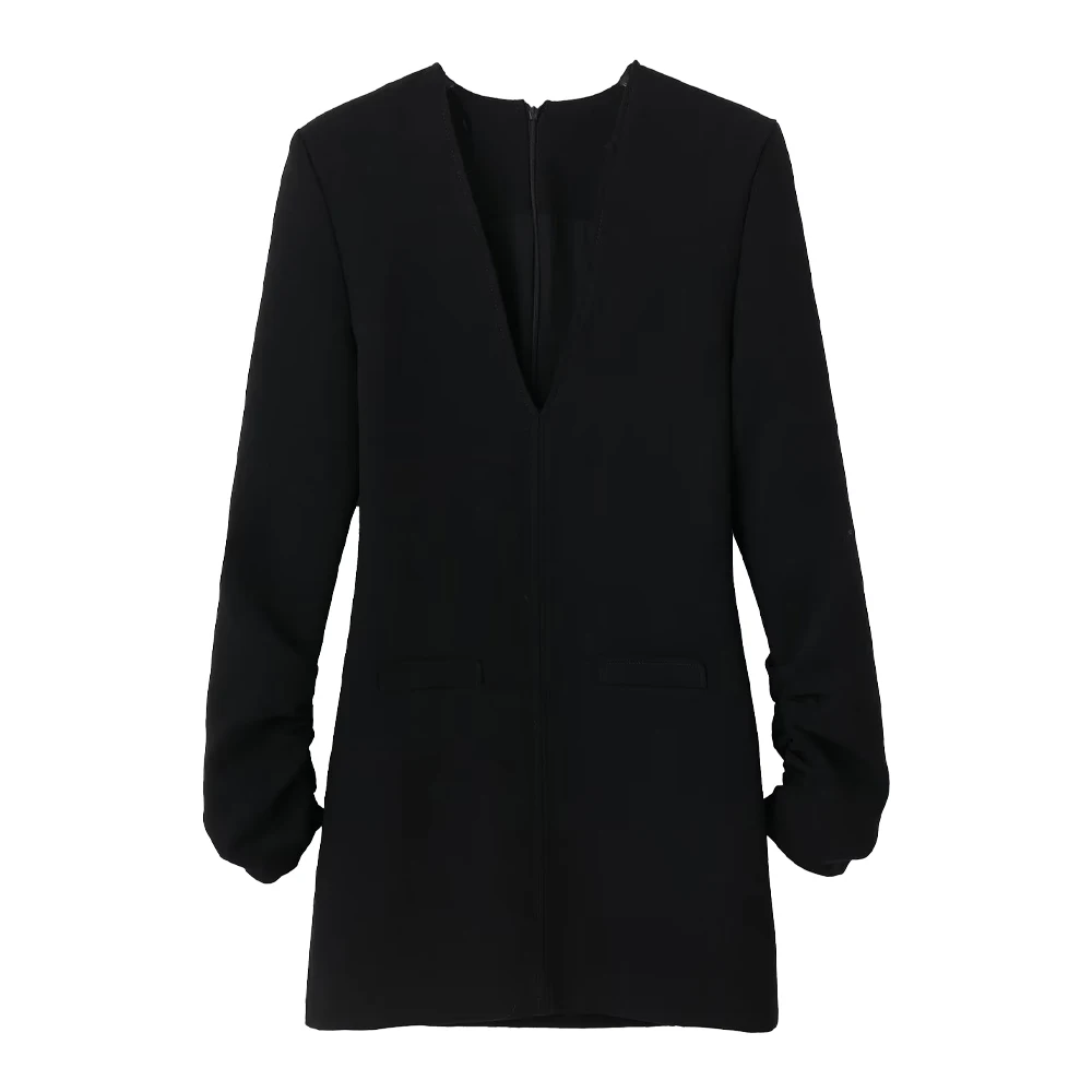 Fashionable Women's New V-neck Dress With Shoulder Pads Temperament Retro Solid Color Back Zipper Female Chic Mini Dress 8847878
Fashionable Women's New V-neck Dress With Shoulder Pads Temperament Retro Solid Color Back Zipper Female Chic Mini Dress 8847878