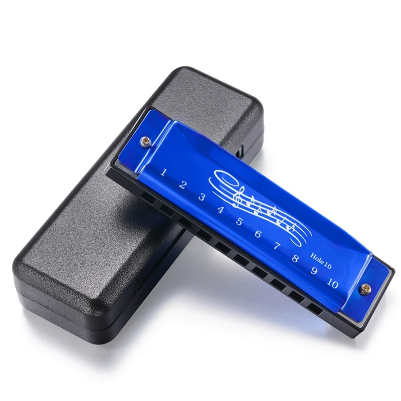

10 Holes Key Of C Blues Harmonica Children's Music Enlightenment Musical Instrument Educational Toy With Case