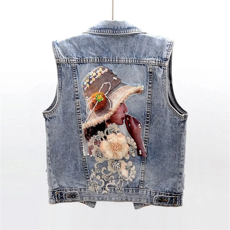 Vintage Women Denim Vest Coat New Diamond Flowers Waistcoat Sleeveless Spring Autumn Short Jacket Jeans Vest Casual Female Tops
Vintage Women Denim Vest Coat New Diamond Flowers Waistcoat Sleeveless Spring Autumn Short Jacket Jeans Vest Casual Female Tops