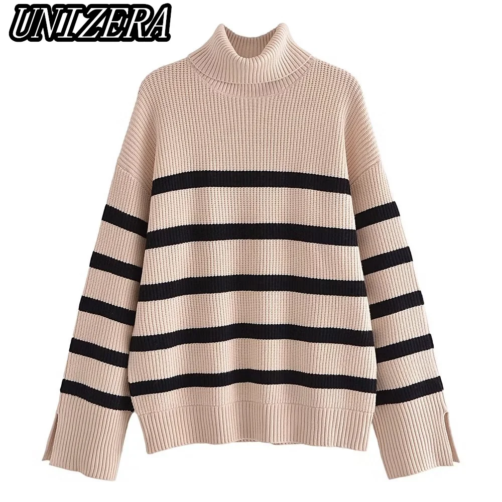 UNIZERA Autumn and Winter New Women's Clothing Basic Style Striped High Collar Long Sleeve Loose Warm Knitted Sweater 9667103
UNIZERA Autumn and Winter New Women's Clothing Basic Style Striped High Collar Long Sleeve Loose Warm Knitted Sweater 9667103