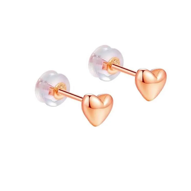 Pure 18K Rose Gold Earrings Women AU750 Gold Smooth Heart Stud Earrings Small Earrings
Pure 18K Rose Gold Earrings Women AU750 Gold Smooth Heart Stud Earrings Small Earrings