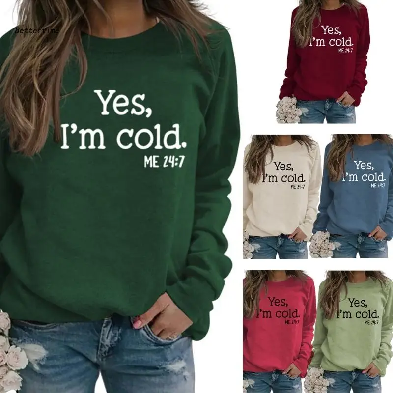 B36D Women Yes Cold Letter Sweatshirt Long Sleeve Crewneck Casual Loose Graphic Shirt
B36D Women Yes Cold Letter Sweatshirt Long Sleeve Crewneck Casual Loose Graphic Shirt