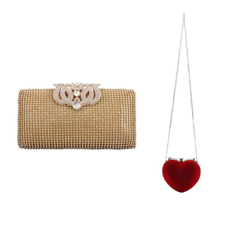 2PCS Dazzling Rhinestone Encrusted Evening Bag With Heart Shaped Diamonds Women Evening Bags
2PCS Dazzling Rhinestone Encrusted Evening Bag With Heart Shaped Diamonds Women Evening Bags