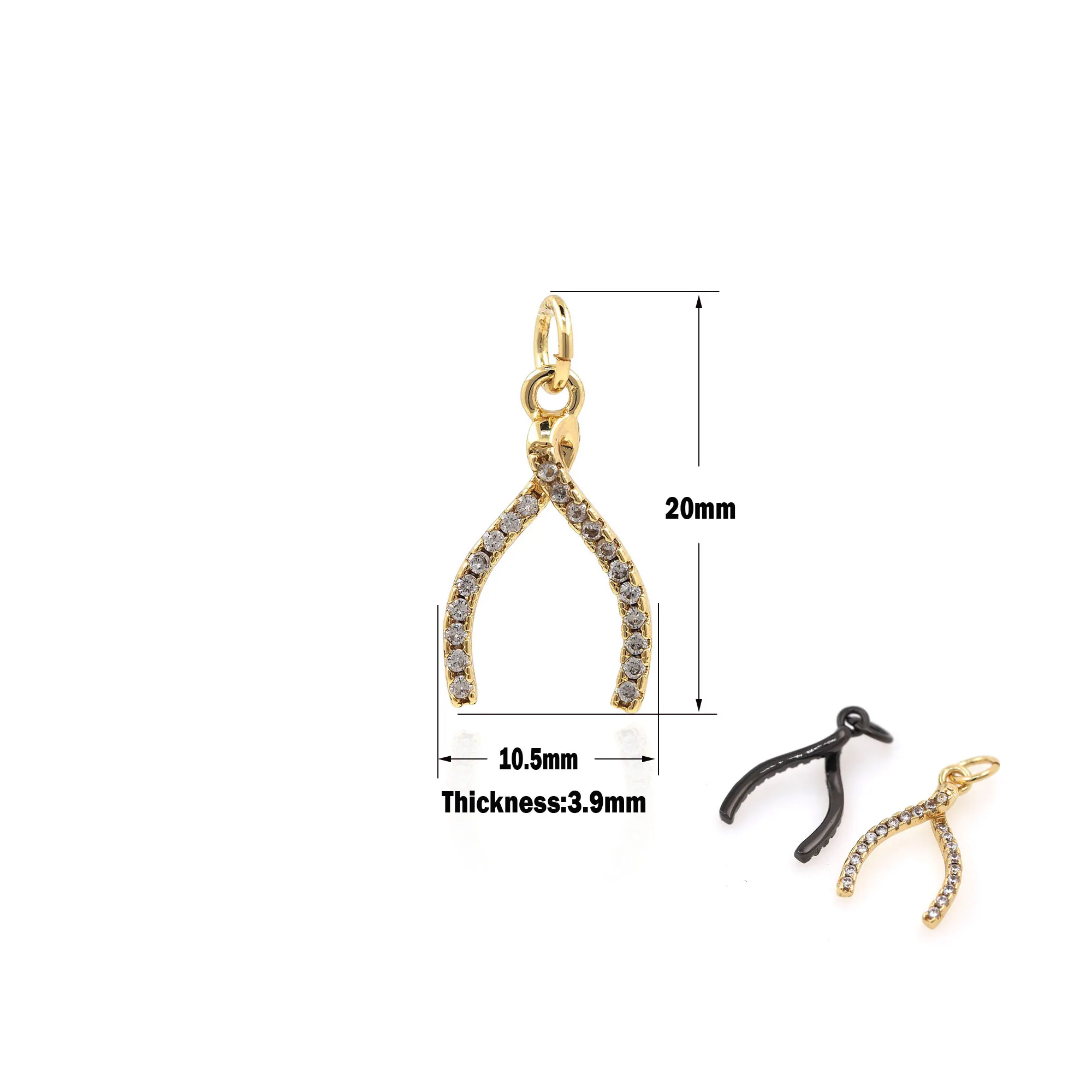Fashion Latest List Jewelry Gold Micro-Pave Wishbone Pendant Lucky Bone For Bracelet Necklace Jewelry Making Supplies
Fashion Latest List Jewelry Gold Micro-Pave Wishbone Pendant Lucky Bone For Bracelet Necklace Jewelry Making Supplies