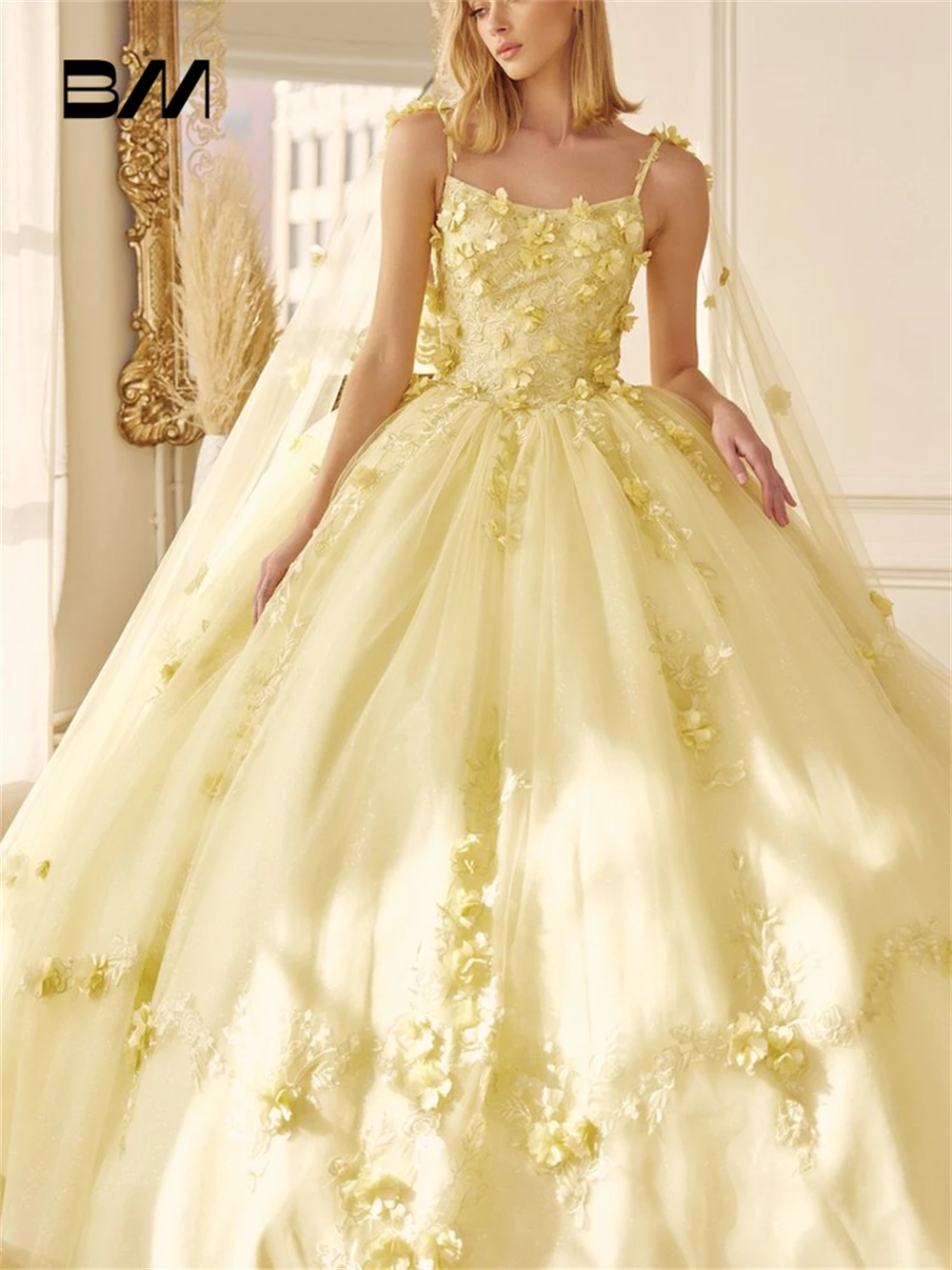 Лимонно-желтые платья Quinceanera бальное платье женское милое 15 16 коктейльные тюль с