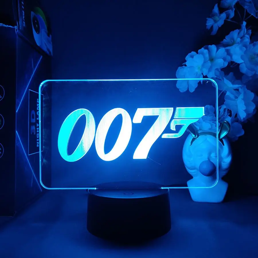 

3D ночник из фильма 007 Джеймс Бонд с сенсорным датчиком, украшение для спальни, милый подарок на день рождения, лампа для манги, Детский милый ...