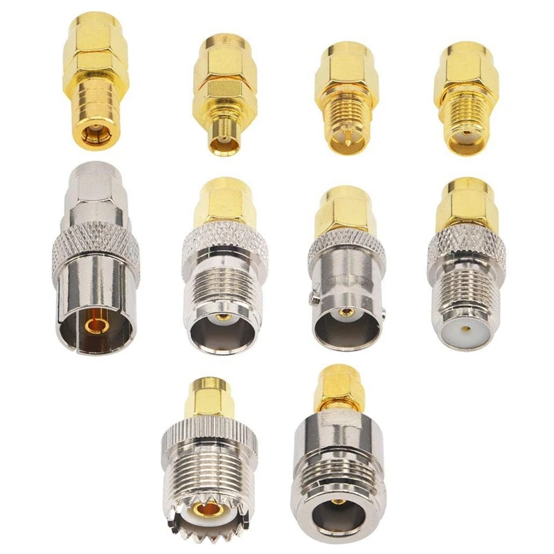 10 Type Set SMA Adapter Kits SMA Male to N/F/BNC/UHF/MCX/SMB/TV/TNC Female Straight Nickel Gold Plated Test Converter
10 Type Set SMA Adapter Kits SMA Male to N/F/BNC/UHF/MCX/SMB/TV/TNC Female Straight Nickel Gold Plated Test Converter
