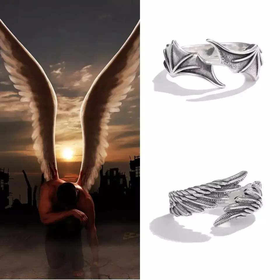 Angel Demon Wing Couples Rings For Women Men Punk Vintage Evil Wings Rings Trendy Opening Angel Wing Ring Korean Jewelry Gifts
Angel Demon Wing Couples Rings For Women Men Punk Vintage Evil Wings Rings Trendy Opening Angel Wing Ring Korean Jewelry Gifts