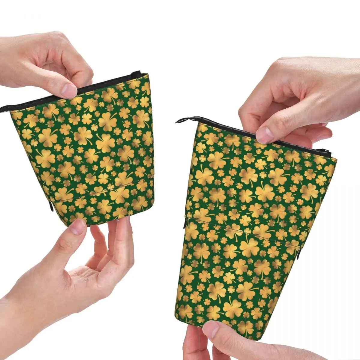St Patricks Day Fold Pencil Case Gold Foil Shamrocks School Vintage Standing Pencil Box Teenager Pen Pouch
St Patricks Day Fold Pencil Case Gold Foil Shamrocks School Vintage Standing Pencil Box Teenager Pen Pouch