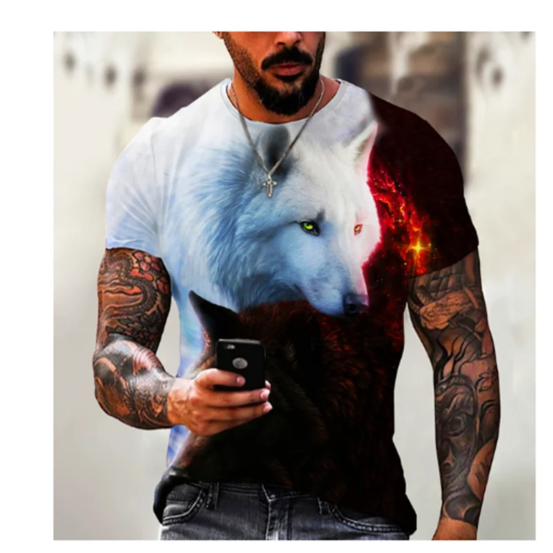 Animal Wolf Print T Shirt For Men Summer Polyester Round Neck Loose Short Sleeve Streetwear Oversized T-shirts Casual Tops Tees
Animal Wolf Print T Shirt For Men Summer Polyester Round Neck Loose Short Sleeve Streetwear Oversized T-shirts Casual Tops Tees