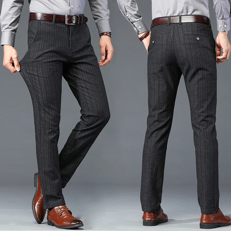Модные клетчатые Костюмные брюки, Мужская одежда, Новые прямые облегающие брюки для бизнеса, повседневные Формальные брюки, мужские черные, серые 
Модные клетчатые Костюмные брюки, Мужская одежда, Новые прямые облегающие брюки для бизнеса, повседневные Формальные брюки, мужские черные, серые