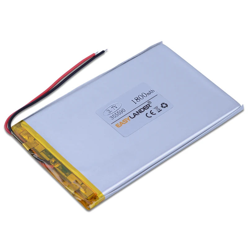 3.7V 1800mAh 355590 Polymer Li-ion Battery For Bluetooth Notebook Tablet PC iPAQ E-Book Power Bank PDA Portable DVD
3.7V 1800mAh 355590 Polymer Li-ion Battery For Bluetooth Notebook Tablet PC iPAQ E-Book Power Bank PDA Portable DVD