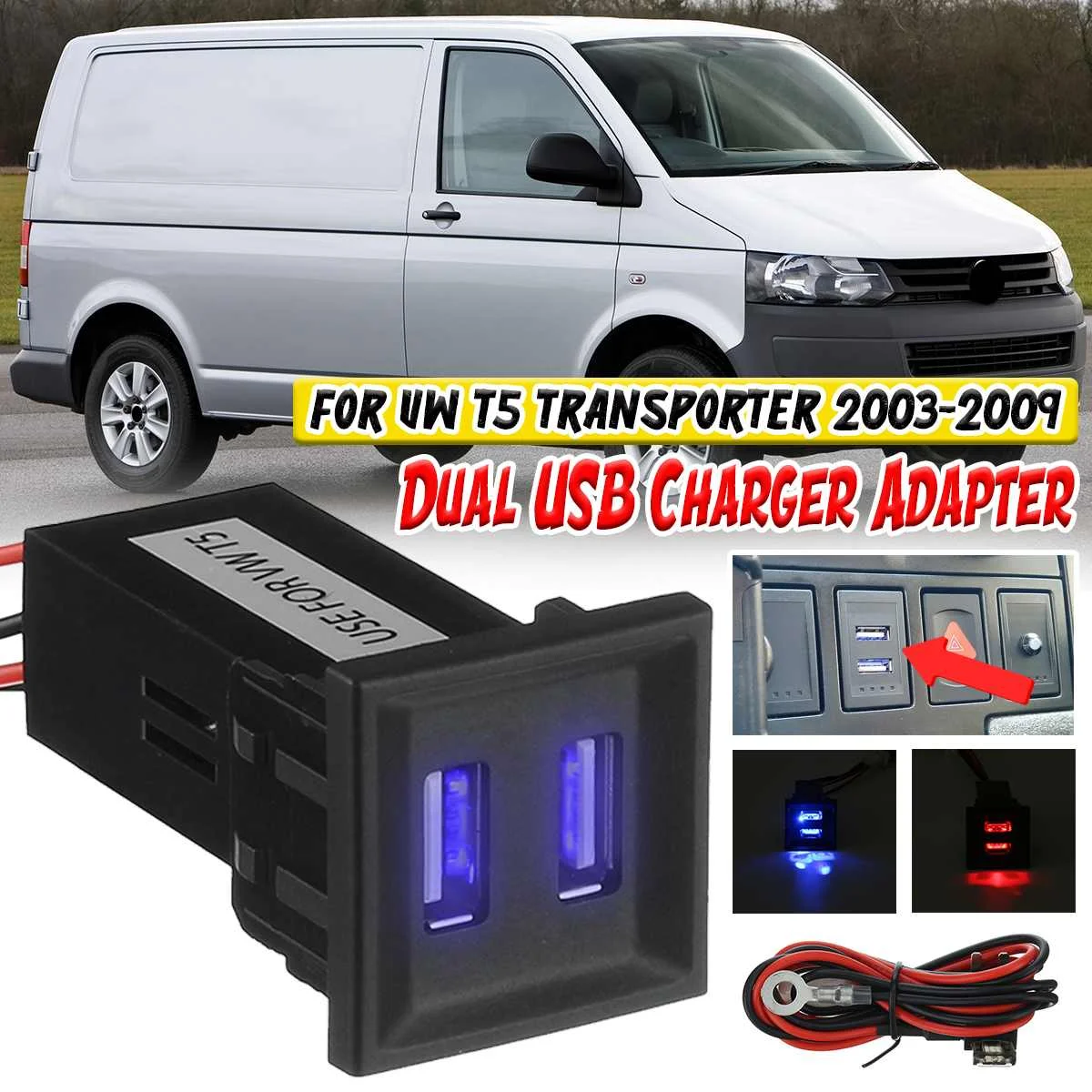 High Quality Car Dual USB Charger Adapter Socket For Volkswagen For VW T5 Transporter 2003-2009 Phone Charger Dash Blank Switch
High Quality Car Dual USB Charger Adapter Socket For Volkswagen For VW T5 Transporter 2003-2009 Phone Charger Dash Blank Switch