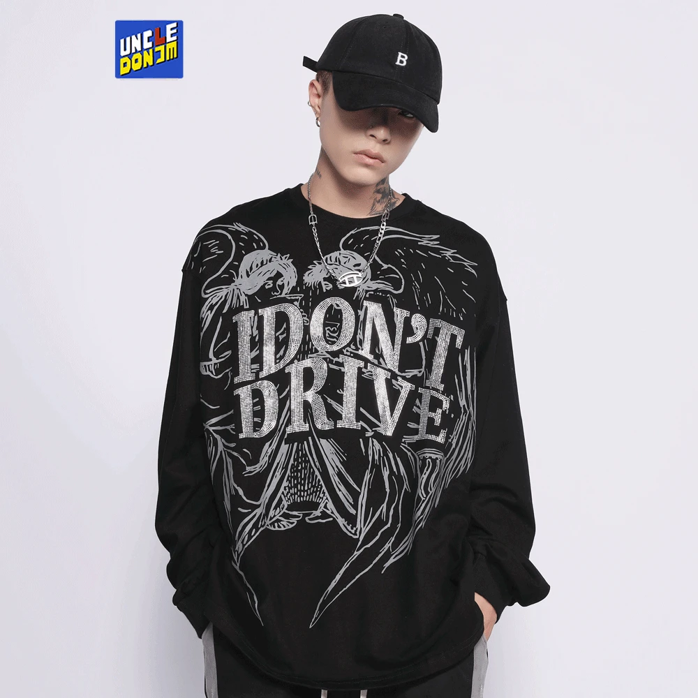 UNCLEDONJM Hot Стразы с надписью Футболка с длинным рукавом High Street Hip Hop парные футболки повседневные большие графические футболки топы
UNCLEDONJM Hot Стразы с надписью Футболка с длинным рукавом High Street Hip Hop парные футболки повседневные большие графические футболки топы