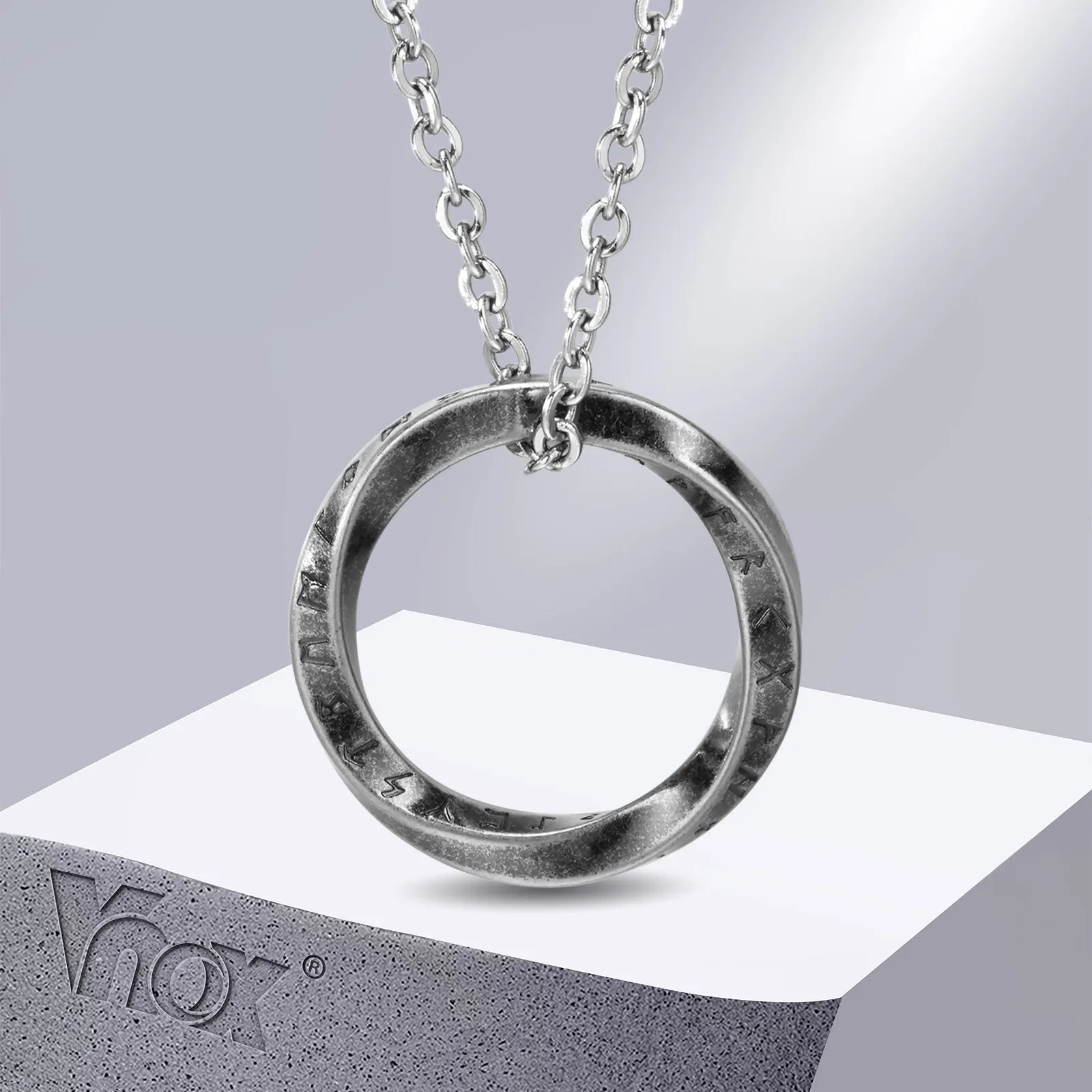 

Vnox Viking Rune Mobius Necklaces for Men Women, Vintage Stainless Steel Nordic Almut Pendant, Unisex Casual Collar Jewelry