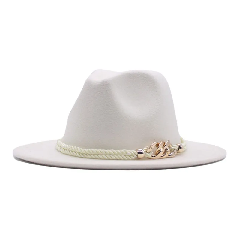 

Black/white Wide Brim Simple Church Derby Top Hat Panama Solid Felt Fedoras Hat for Men Women artificial wool Blend Jazz Cap