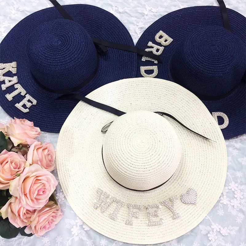 WIFEY Summer Beach Bow Ribbon Personalized Women's Straw Hat Travel Vacation Women's Beach Hat Bride Wedding Bridesmaid Gift New 
WIFEY Summer Beach Bow Ribbon Personalized Women's Straw Hat Travel Vacation Women's Beach Hat Bride Wedding Bridesmaid Gift New