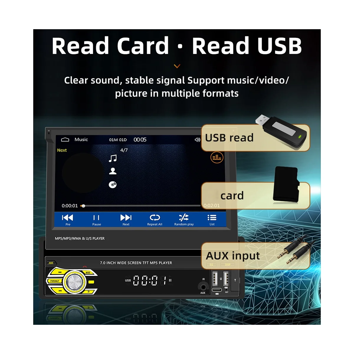 1 Din 7-дюймовый автомобильный выдвижной экран беспроводной CarPlay Android автомобильное портативное радио Bluetooth MP5 FM-приемник хост
1 Din 7-дюймовый автомобильный выдвижной экран беспроводной CarPlay Android автомобильное портативное радио Bluetooth MP5 FM-приемник хост