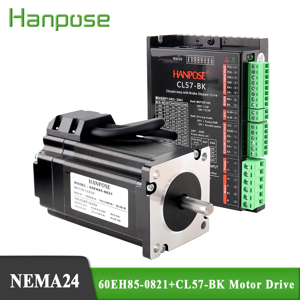 

Hybrid Step-servo motor NEMA24 Stepper Motor 4.0A 2.8N.m 60EH85-0821+CL57-BK CNC Controller Kit Closed Loop stepper motor Driver