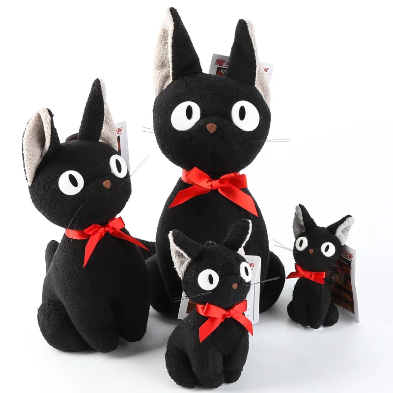 

11-30cm Anime Hayao Miyazaki Kiki's Delivery Service Black JiJi Plush Toy Cute Mini Black Cat Kiki Stuffed Toy Key Chain Pendant