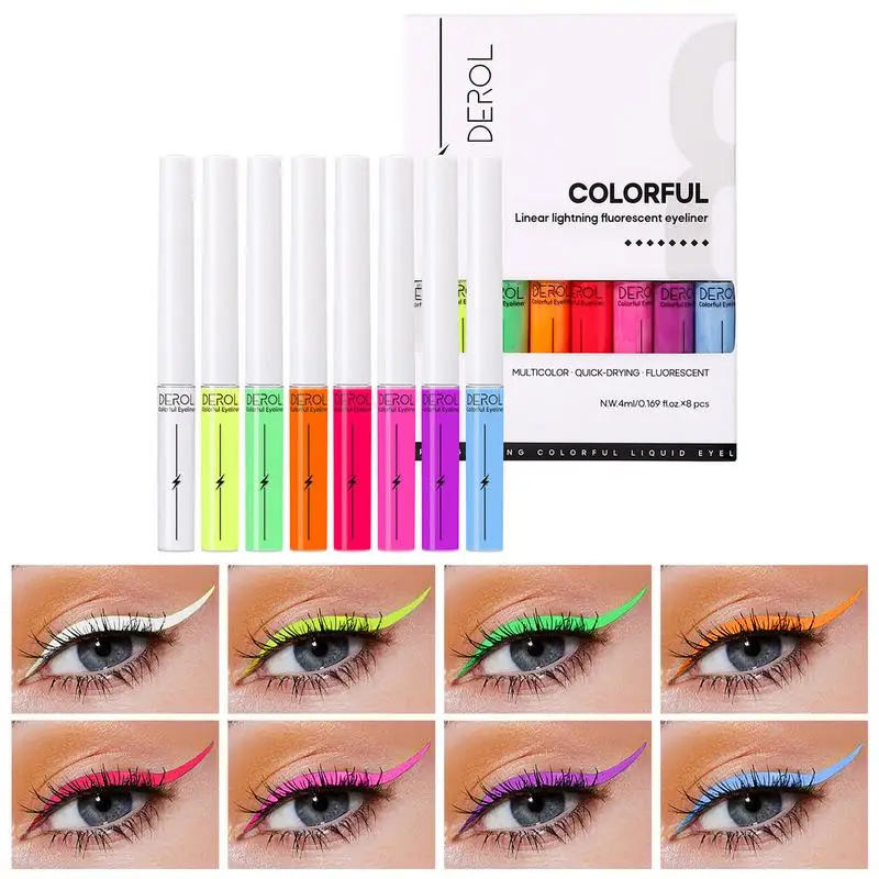 8PCs Liquid Eyeliner Pen Set Fluorescent Smooth Colorful Shinning Eye Liner Quick-drying Water-soluble 8-Color Box Eyes Pencil
8PCs Liquid Eyeliner Pen Set Fluorescent Smooth Colorful Shinning Eye Liner Quick-drying Water-soluble 8-Color Box Eyes Pencil