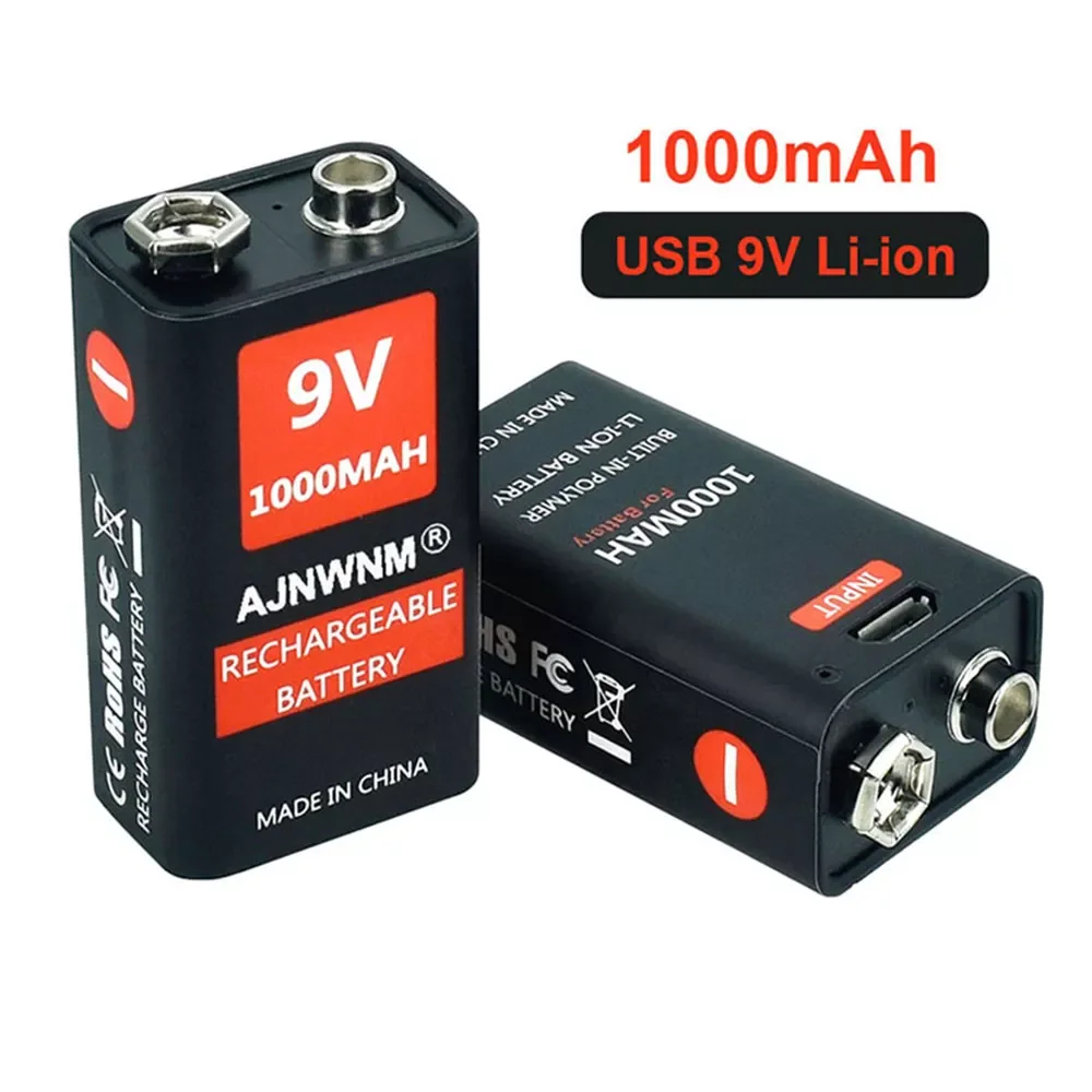 9V 1000mAh li-ion Rechargeable battery Micro USB Batteries 6F22 9v lithium for Multimeter Microphone Toy Metal Detector KTV use
9V 1000mAh li-ion Rechargeable battery Micro USB Batteries 6F22 9v lithium for Multimeter Microphone Toy Metal Detector KTV use