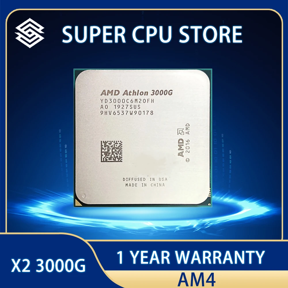 AMD Athlon 3000G X2 3000G 3.5 GHz Dual-Core Quad-Thread CPU Processor YD3000C6M2OFH Socket AM4
AMD Athlon 3000G X2 3000G 3.5 GHz Dual-Core Quad-Thread CPU Processor YD3000C6M2OFH Socket AM4