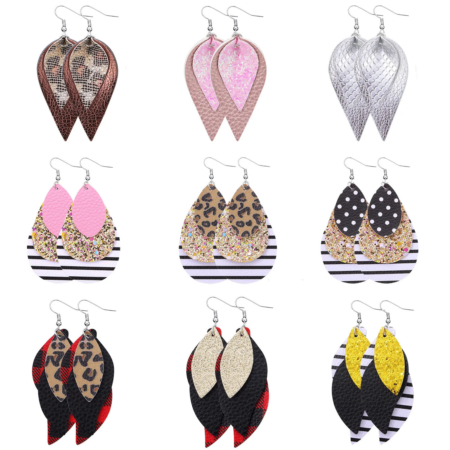 Creative Double-sided Earrings Fashion Water Drop Leaf Earrings Dangle Earrings 
Creative Double-sided Earrings Fashion Water Drop Leaf Earrings Dangle Earrings
