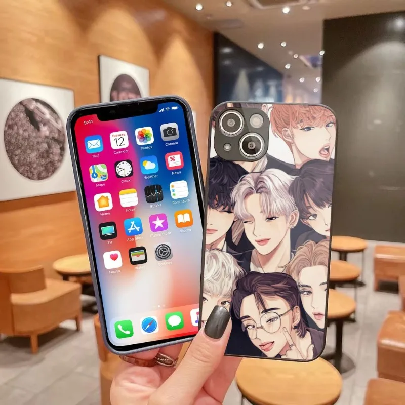 

Cute ATEEZ Manga Phone Case for iPhone 14 13 12 11 Pro Max X XR XS 8 7 Plus Liquid Glass Phone Cover Funda